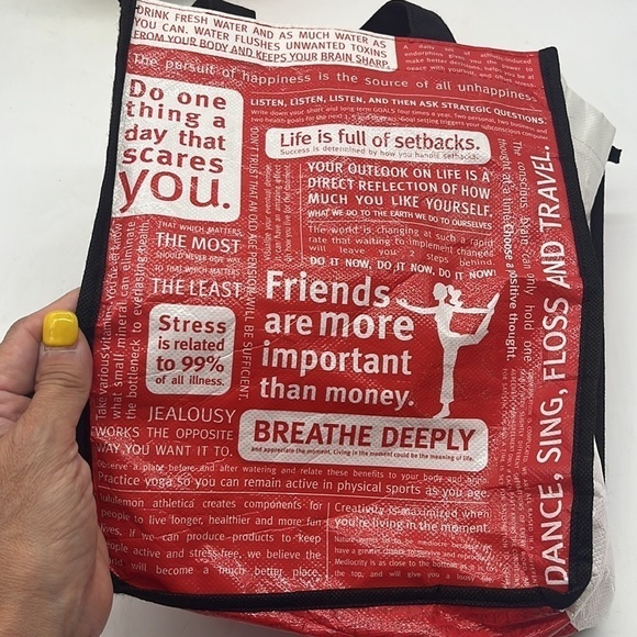Lululemon Athletica red black white small reusable shopping bag - Picture 4 of 7